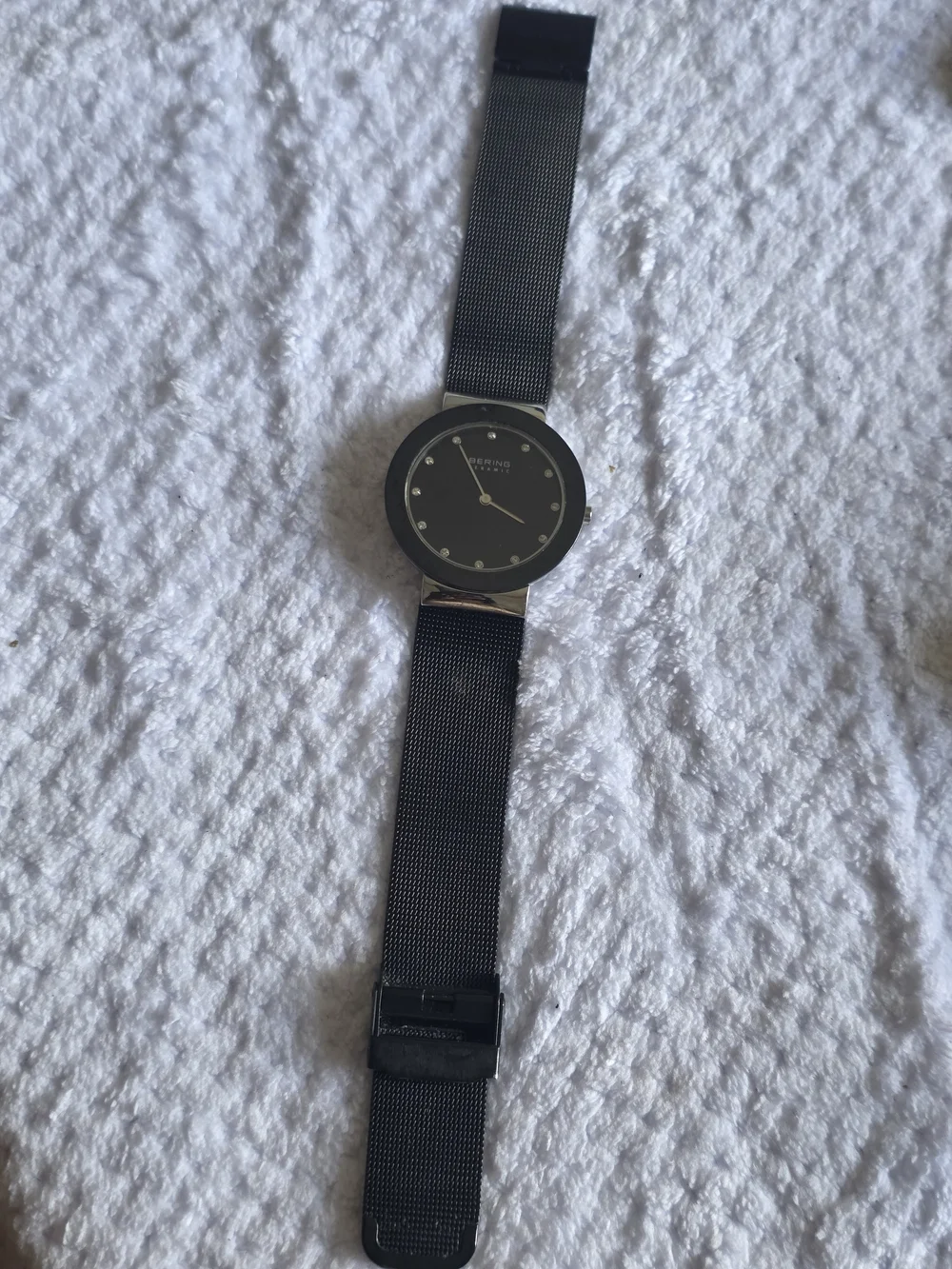 Ring Ceramic Black Women's Watch with Crystal Markers